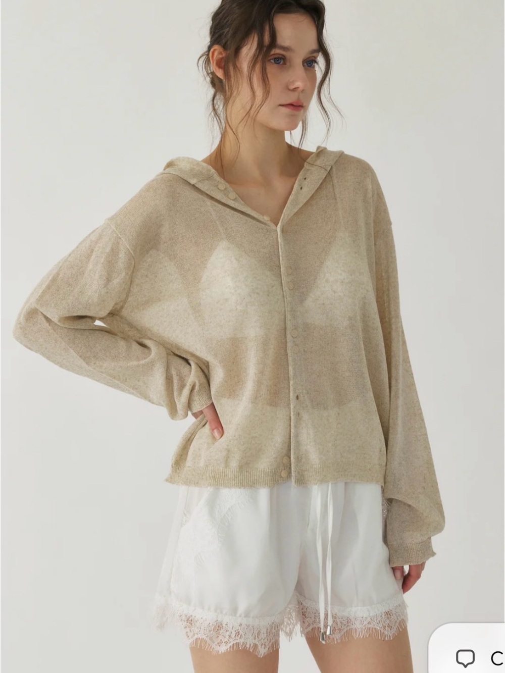 Storets - Luca Sheer Hooded Cardigan.